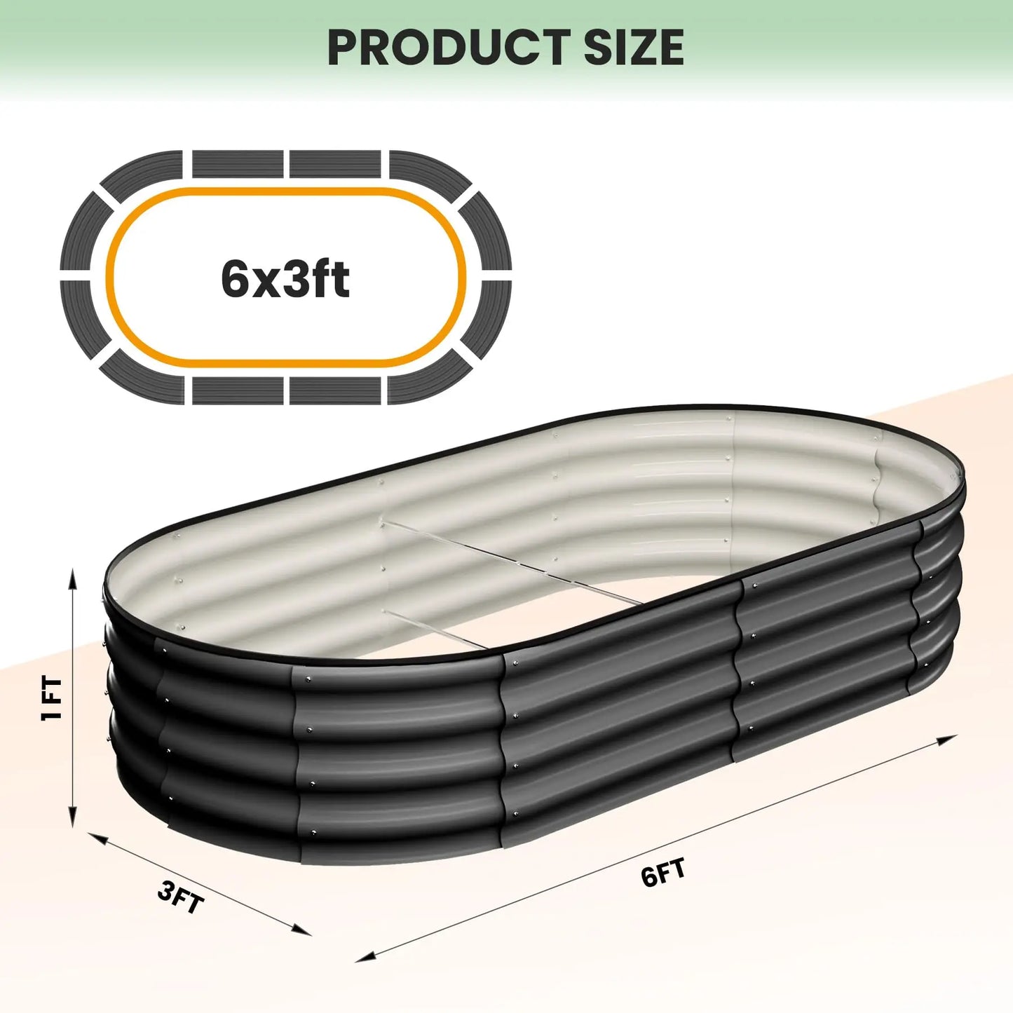 HiMISS Galvanized Steel Raised Garden Bed 2 Pack Open Base