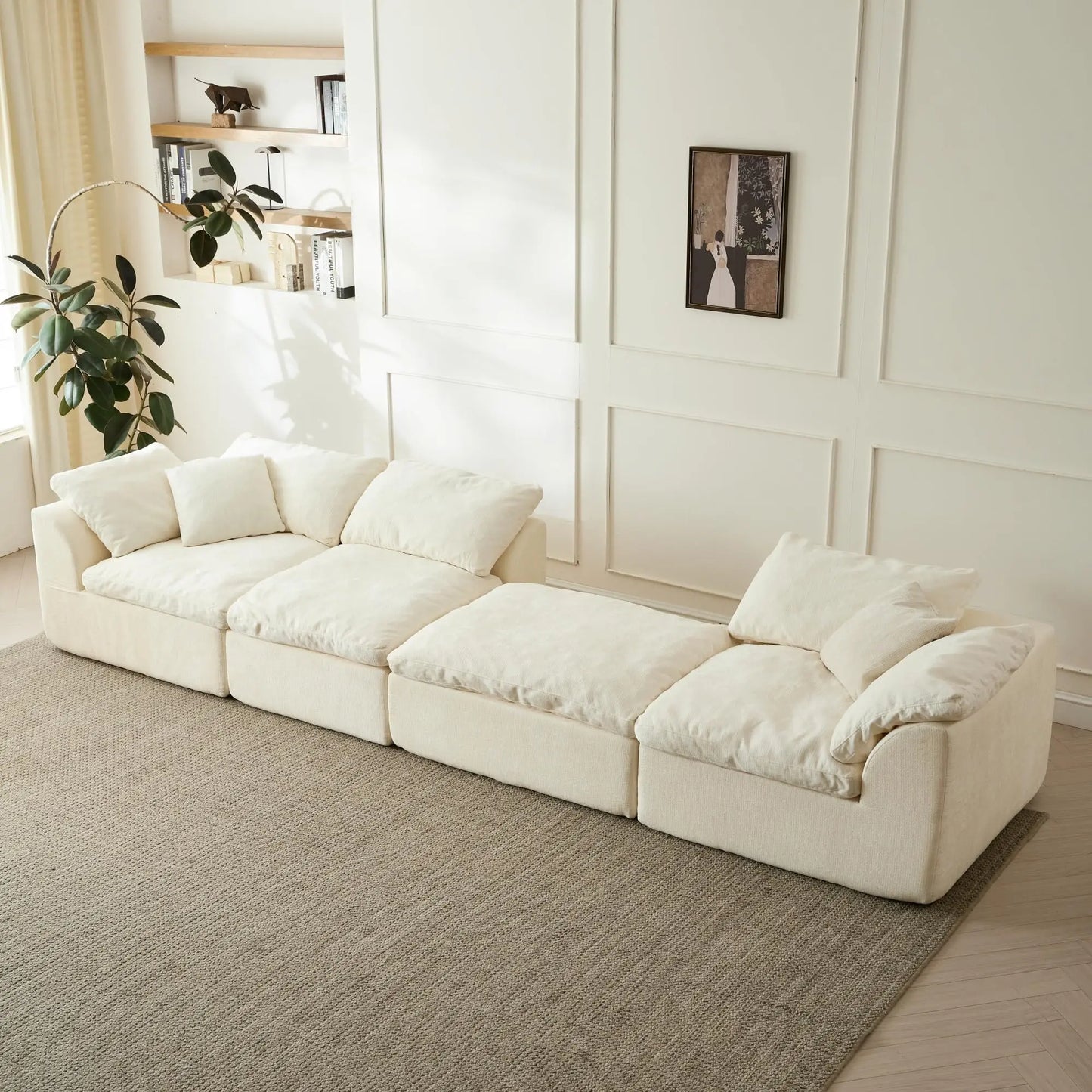 Yeflixvrau Modern Cloud L-Shaped Sectional Sofa With Ottoman