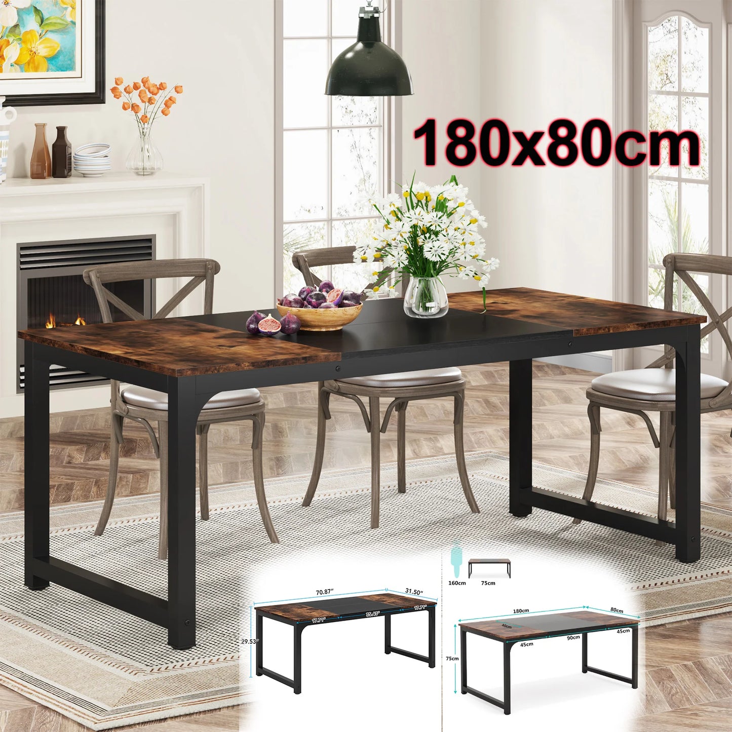 Tribesigns Industrial Dining Table For Six To Eight People