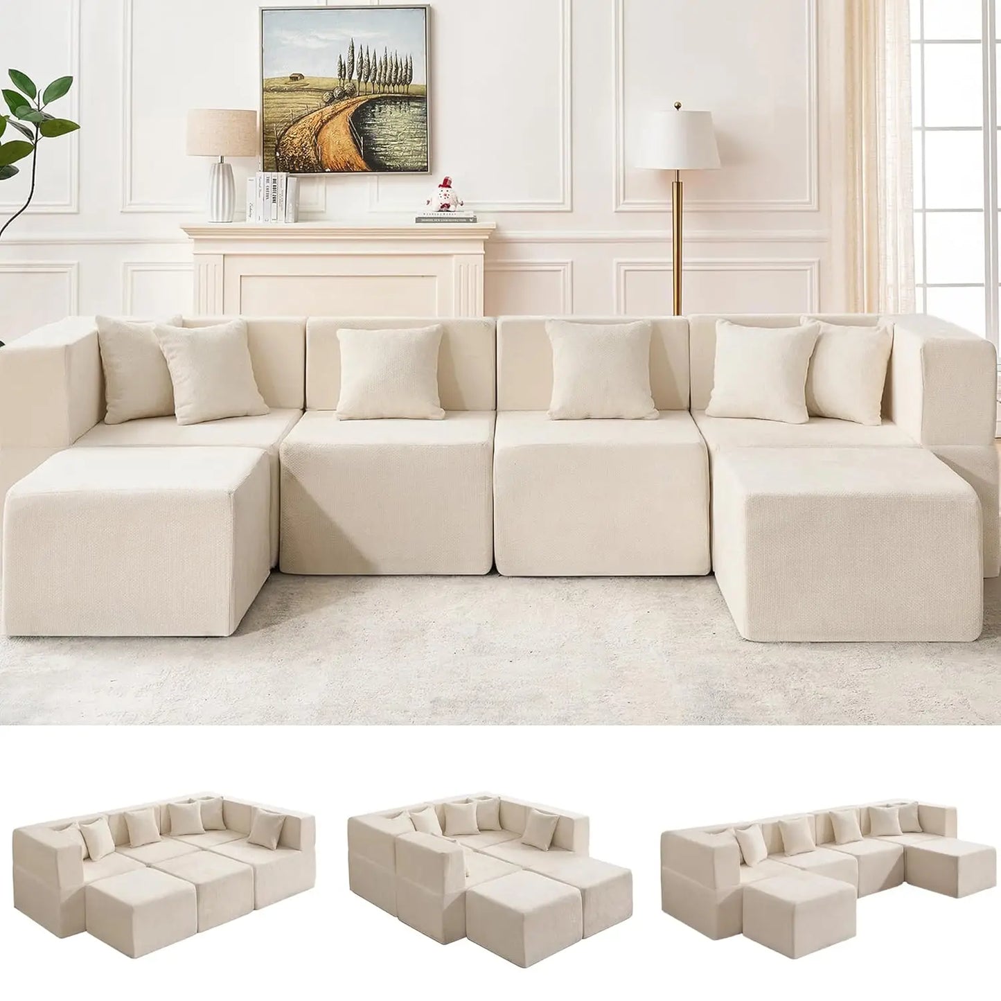 Modular L Shaped Sectional Sofa Set With Ottoman Modern Morocco