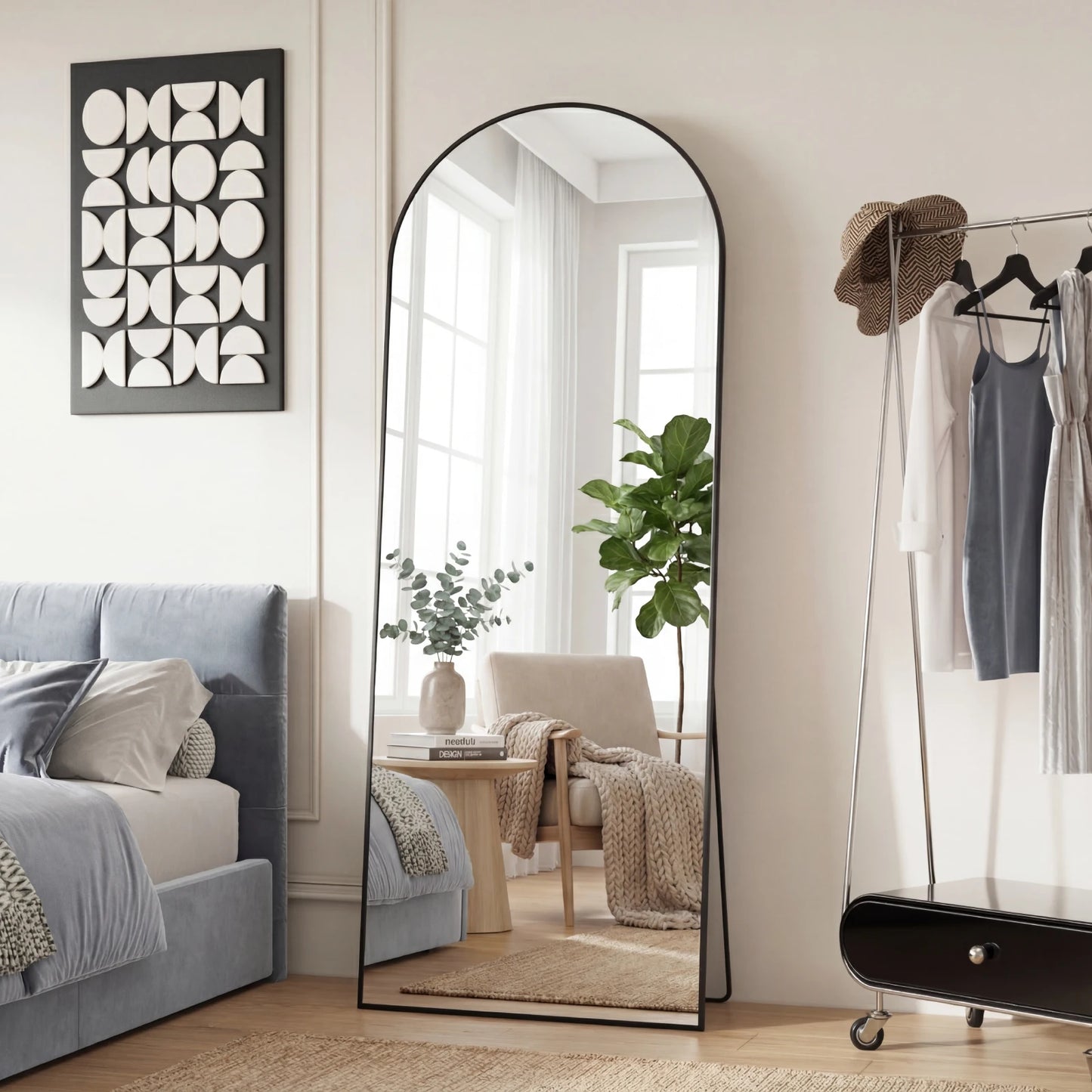 JHK Floor Mirror with Aluminum Alloy Frame 65"x24" Full Length Mirror with Stand Body Wall-Mounted Mirrors For Bedroom Bathroom