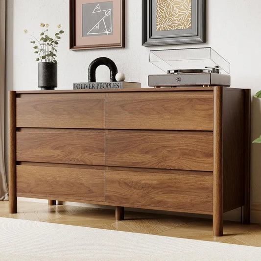 Six Drawer Dresser Farmhouse Storage Chest TV Stand Organizer