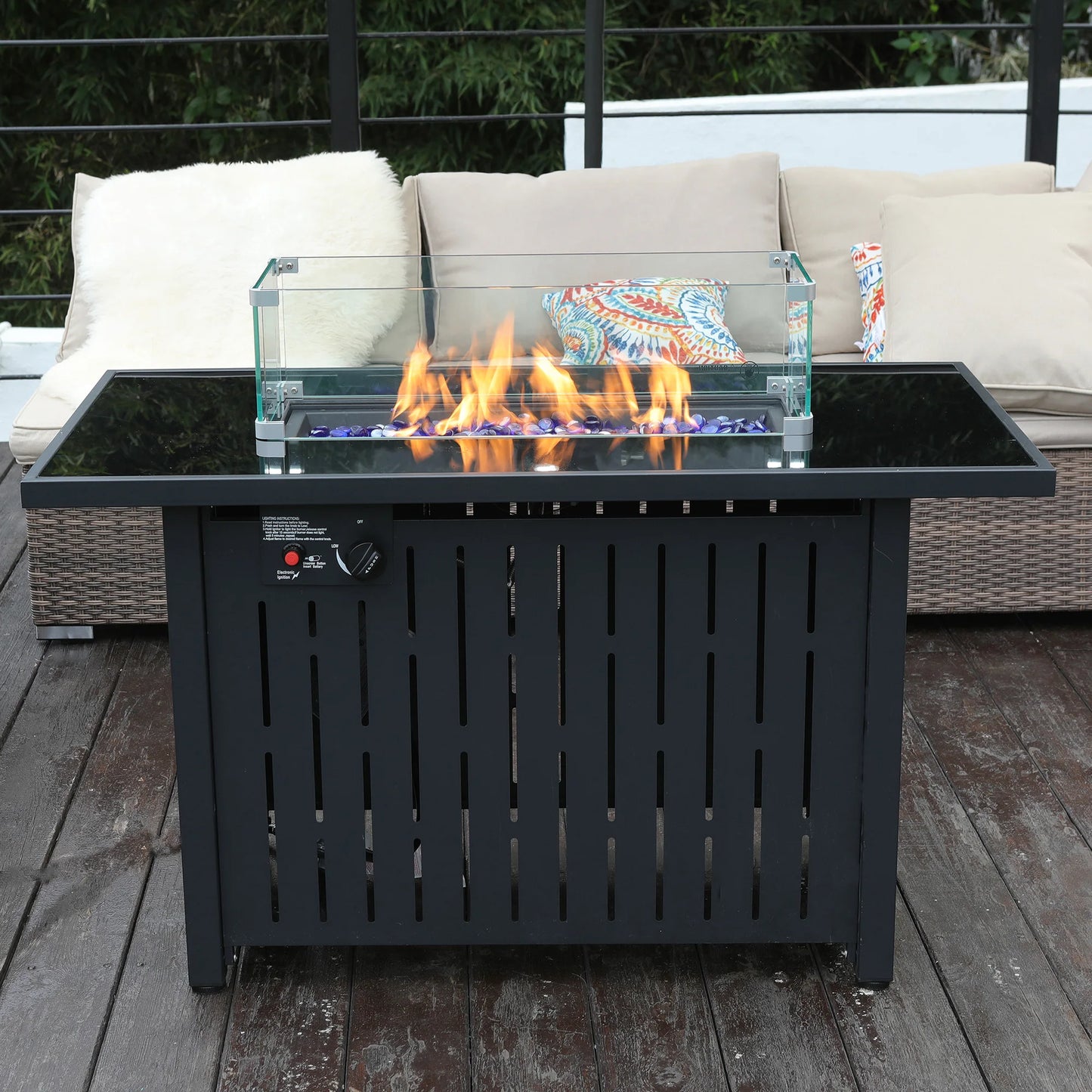 Naga Bahna Gas Fire Pit Table 50000 BTU Outdoor Centerpiece