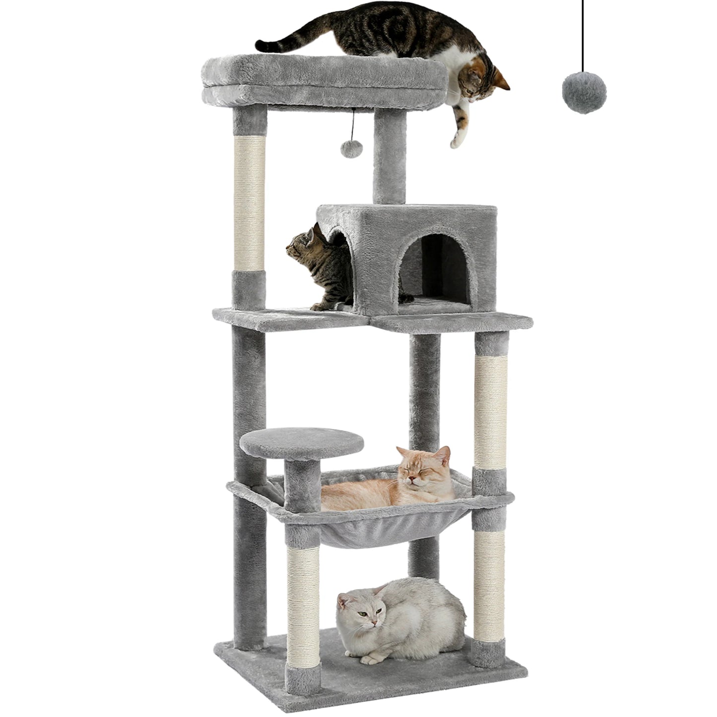 PEQULTICN Multi Level Cat Tree With Scratching Posts And Cozy Hammock