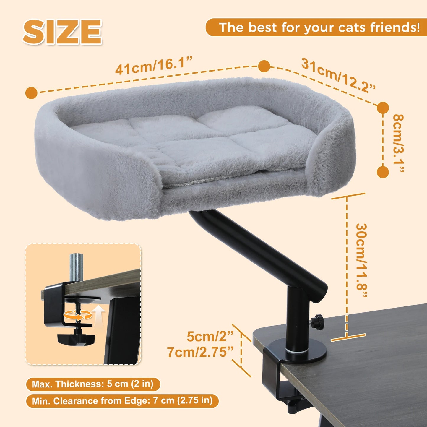 PAWZ Road Cat Desk Bed 360 Rotatable Stand for Indoor Cats