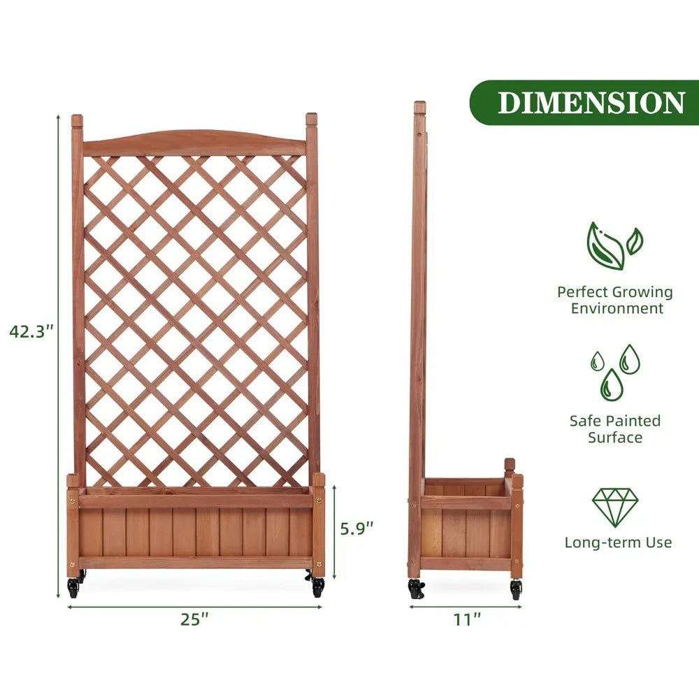 Raised Garden Bed With Trellis Outdoor Wood Planters