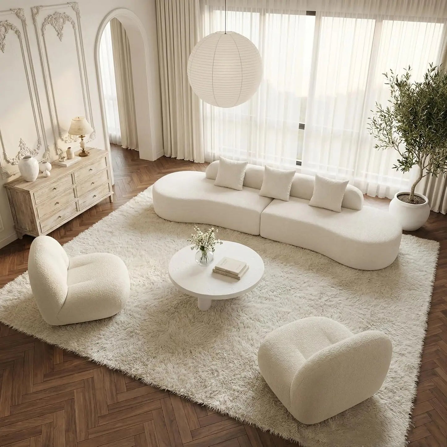 Boneless Sectional Sofa Modern Curved Cloud Couch Living Room