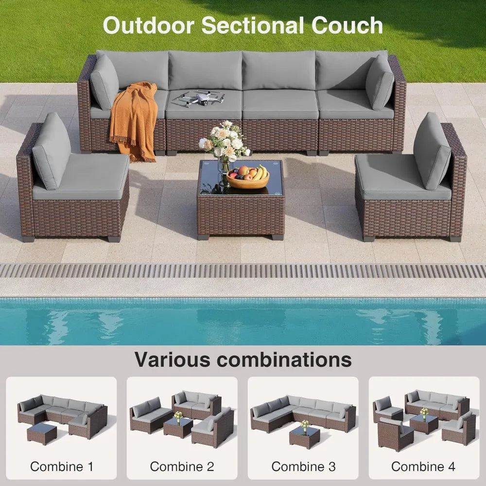 Outdoor Patio Furniture Set Rattan Wicker With Cushions