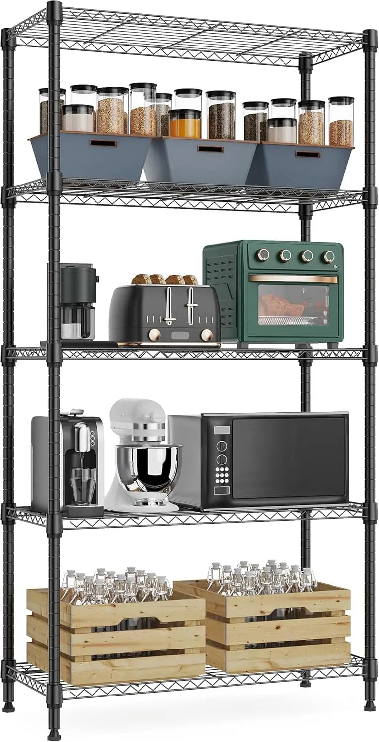 Five-Tier Heavy Duty Metal Shelving Unit 2000 Pounds Capacity