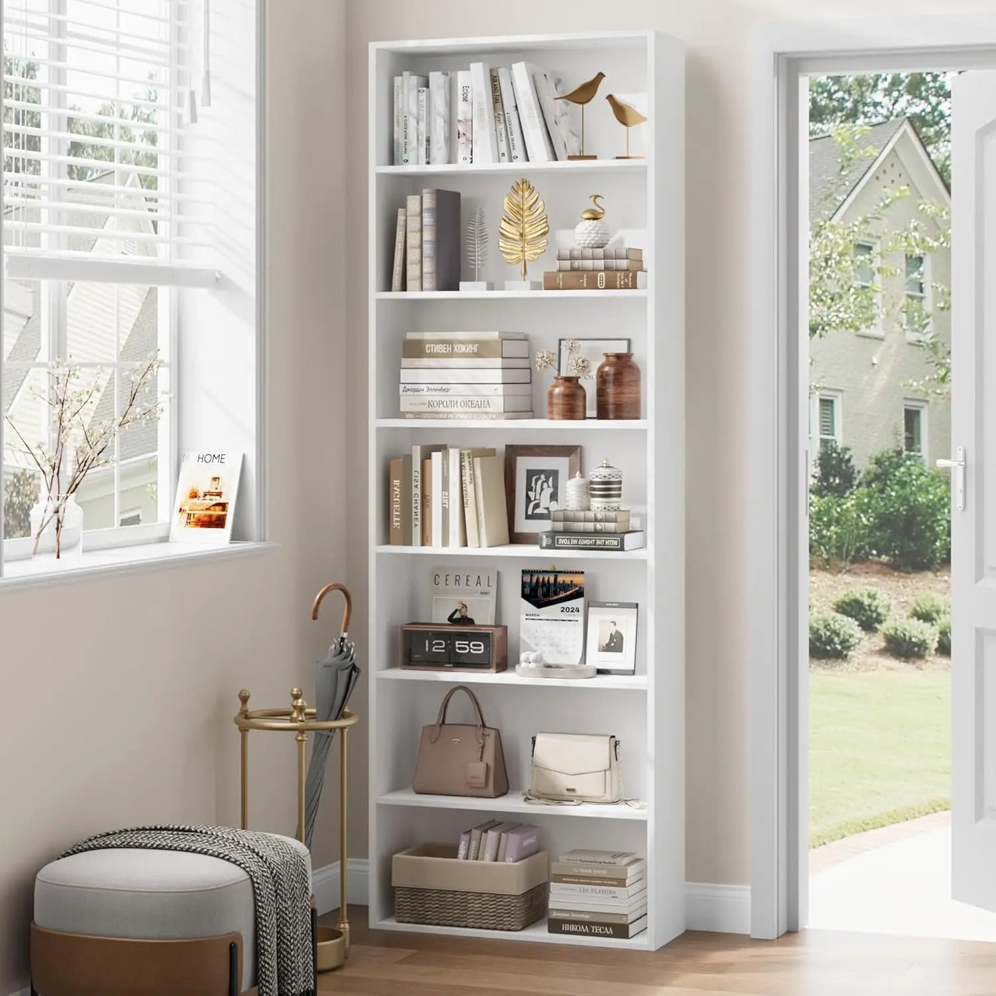 Seven-Tier Open Bookshelf For Home Office And Living Room