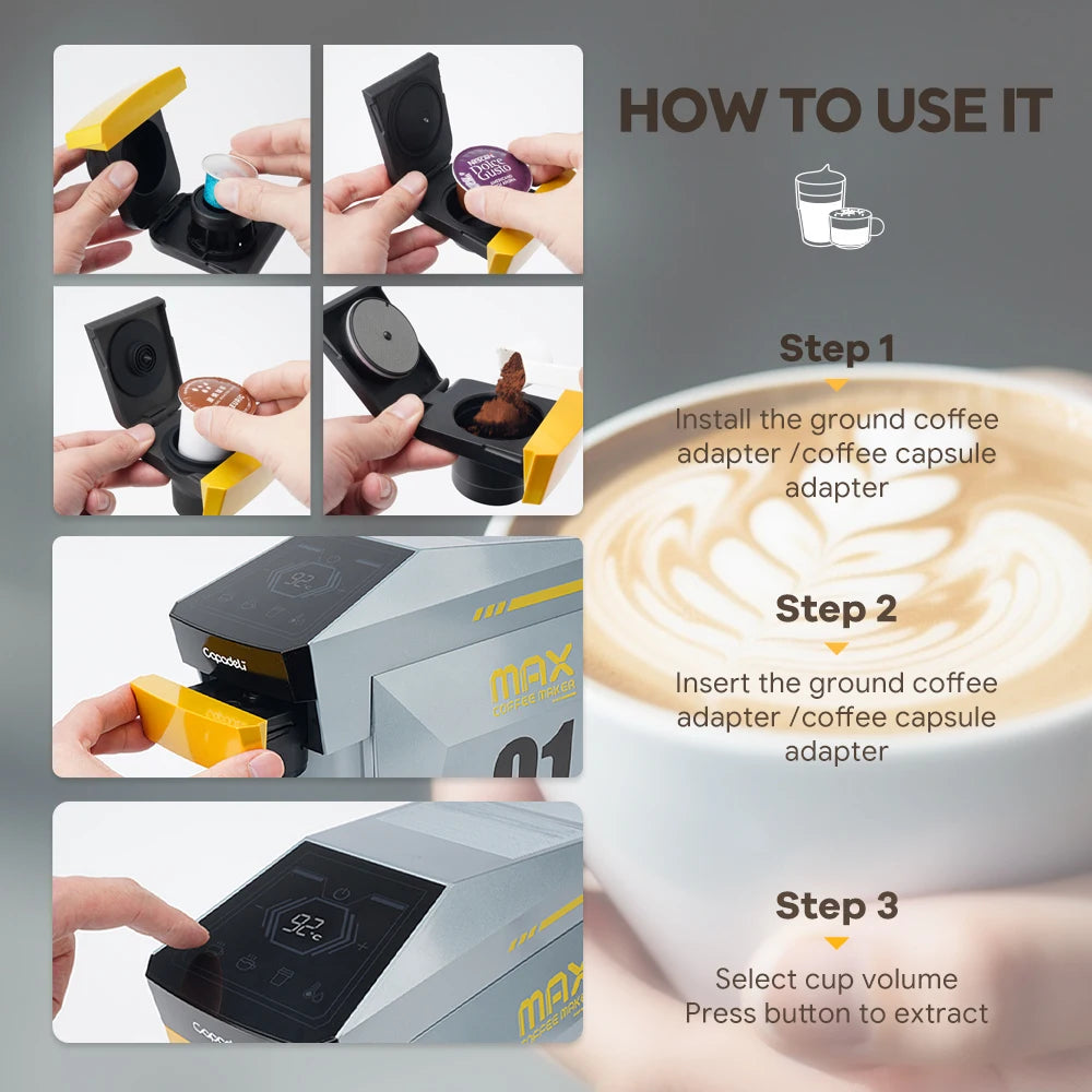 Capadeli 4in1 Espresso Machine for K Cup Pods NES Capsules