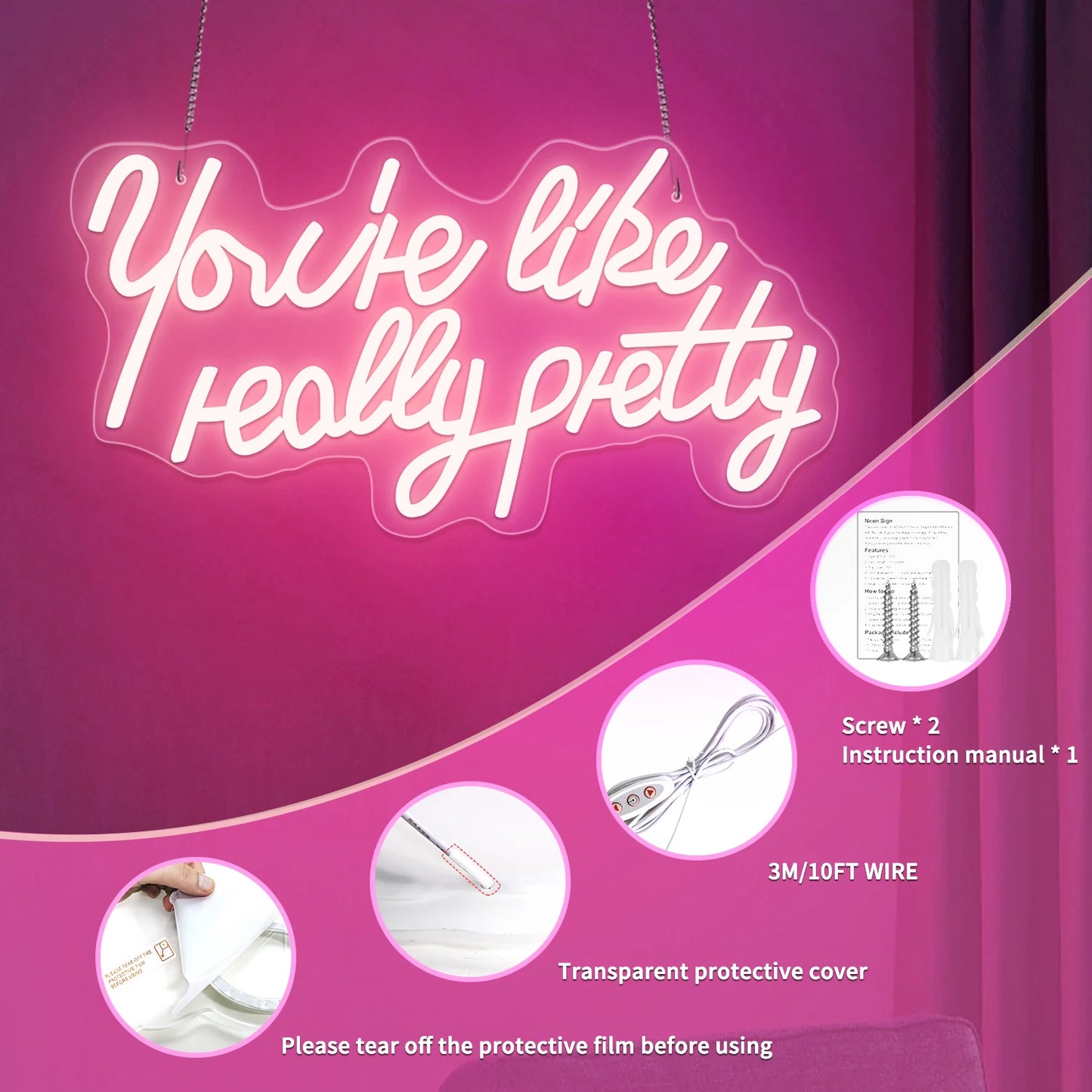 NONECN USB Powered LED Neon Light With Adjustable Brightness