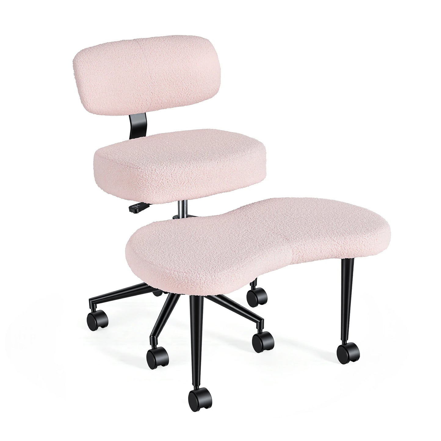 JHK Teddy Fleece Armless Ergonomic Office Chair with Lumbar Support Rolling Swivel Multiple Combination Methods Office Chair