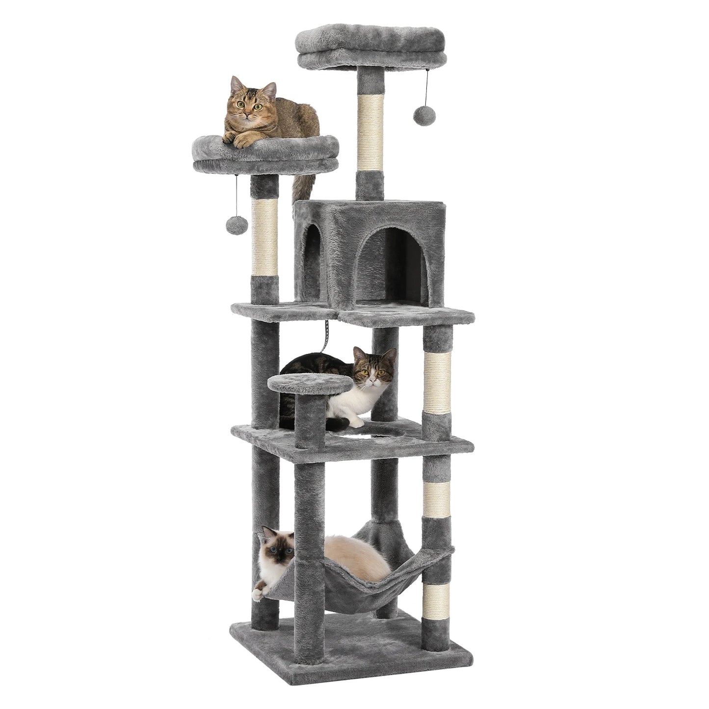 PEQULTICN Multi Level Cat Tree With Scratching Posts And Cozy Hammock