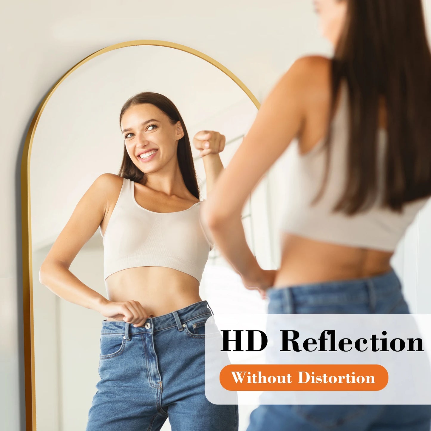 JHK Floor Mirror with Aluminum Alloy Frame 65"x24" Full Length Mirror with Stand Body Wall-Mounted Mirrors For Bedroom Bathroom