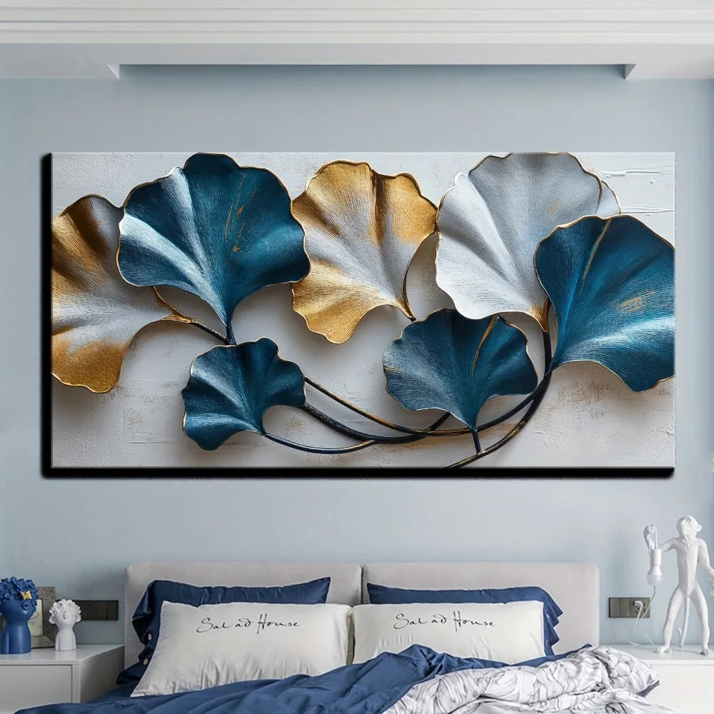 Leaf Canvas Wall Art Still Life in Pine Wood Frame