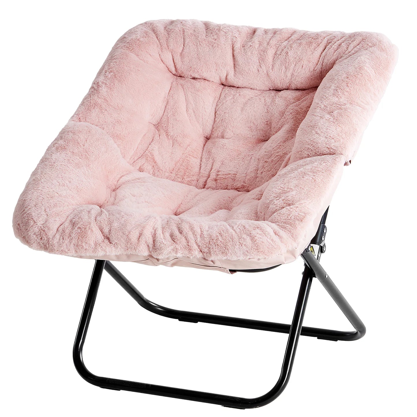 JHK Cozy Saucer Chair With Faux Fur Padded Seat Folding