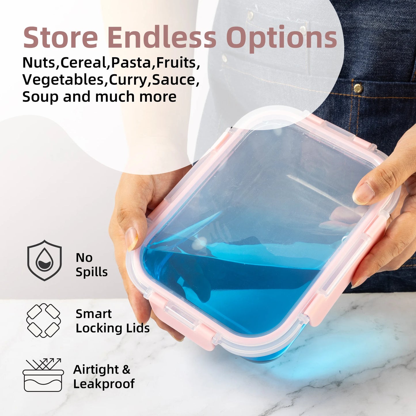16 Piece Glass Food Storage Containers BPA Free Airtight Lids