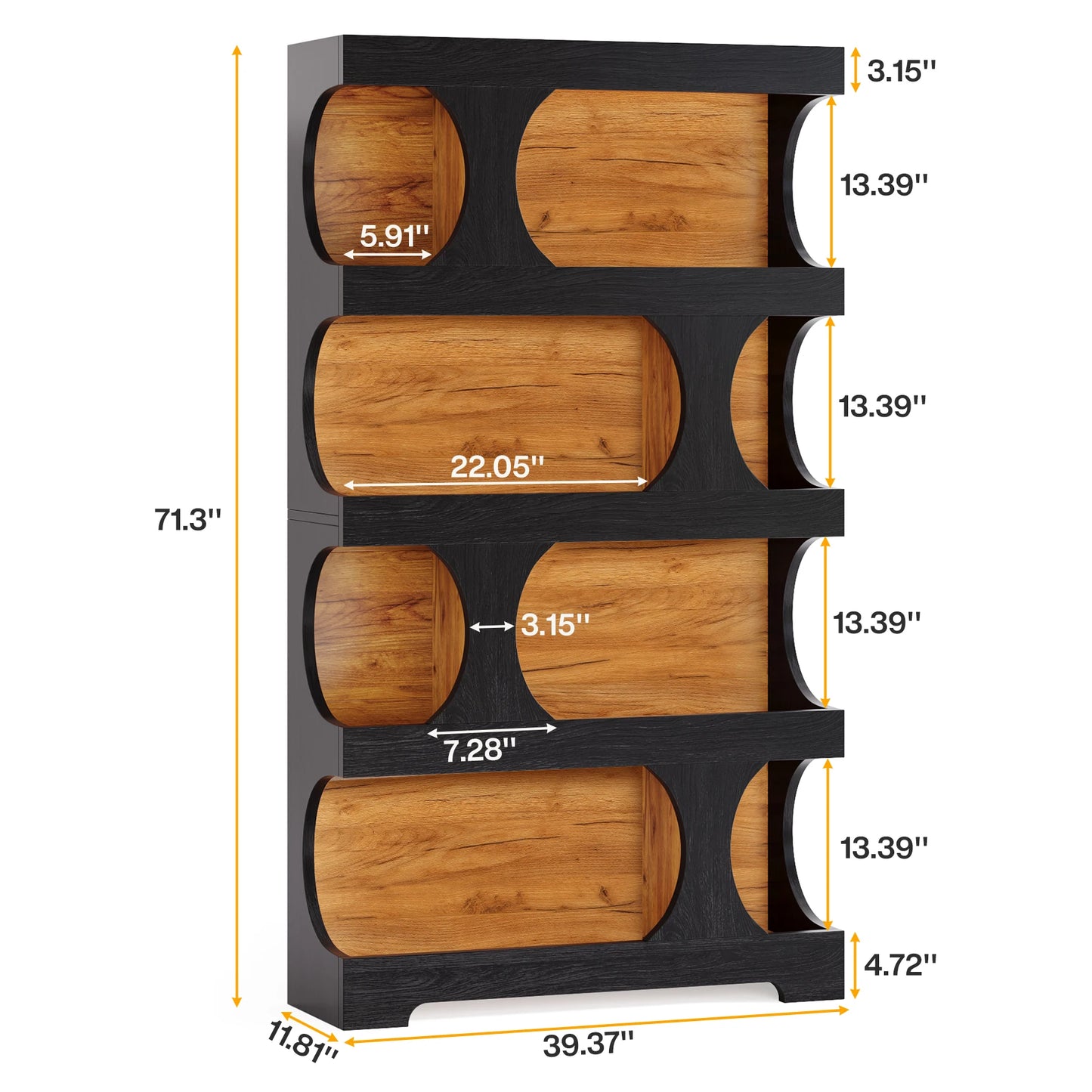 Tribesigns 4-Tier S-Shaped Bookcase Wood Shelving Unit