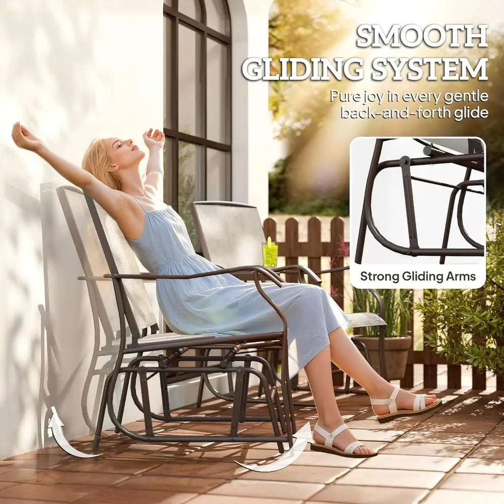 Outdoor Glider Swing With Coffee Table For Patio Garden Porch