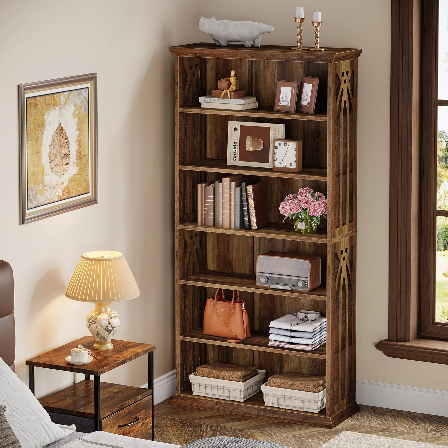 Tribesigns 6 Tier Bookshelf Freestanding Wood Bookcase