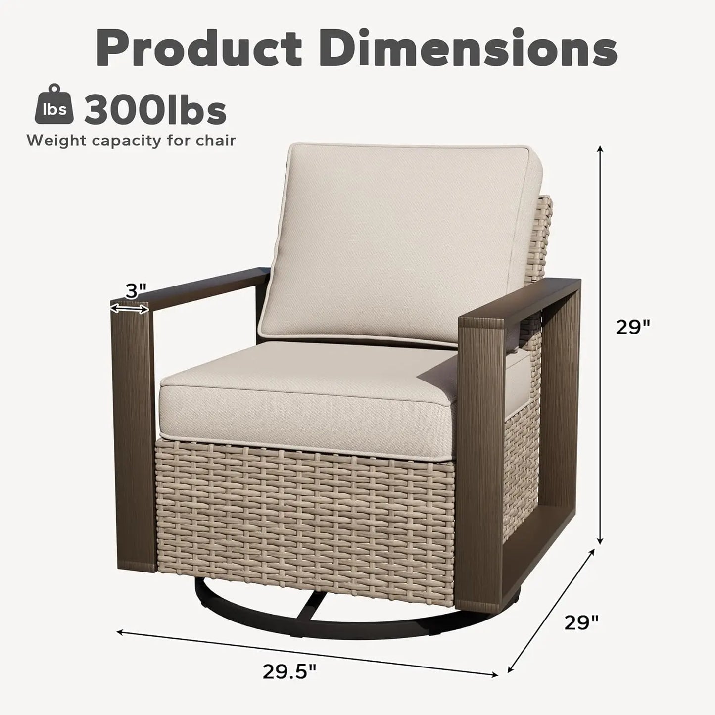 Outdoor Patio Swivel Rocker Chairs Set Metal Frame Wicker Rattan
