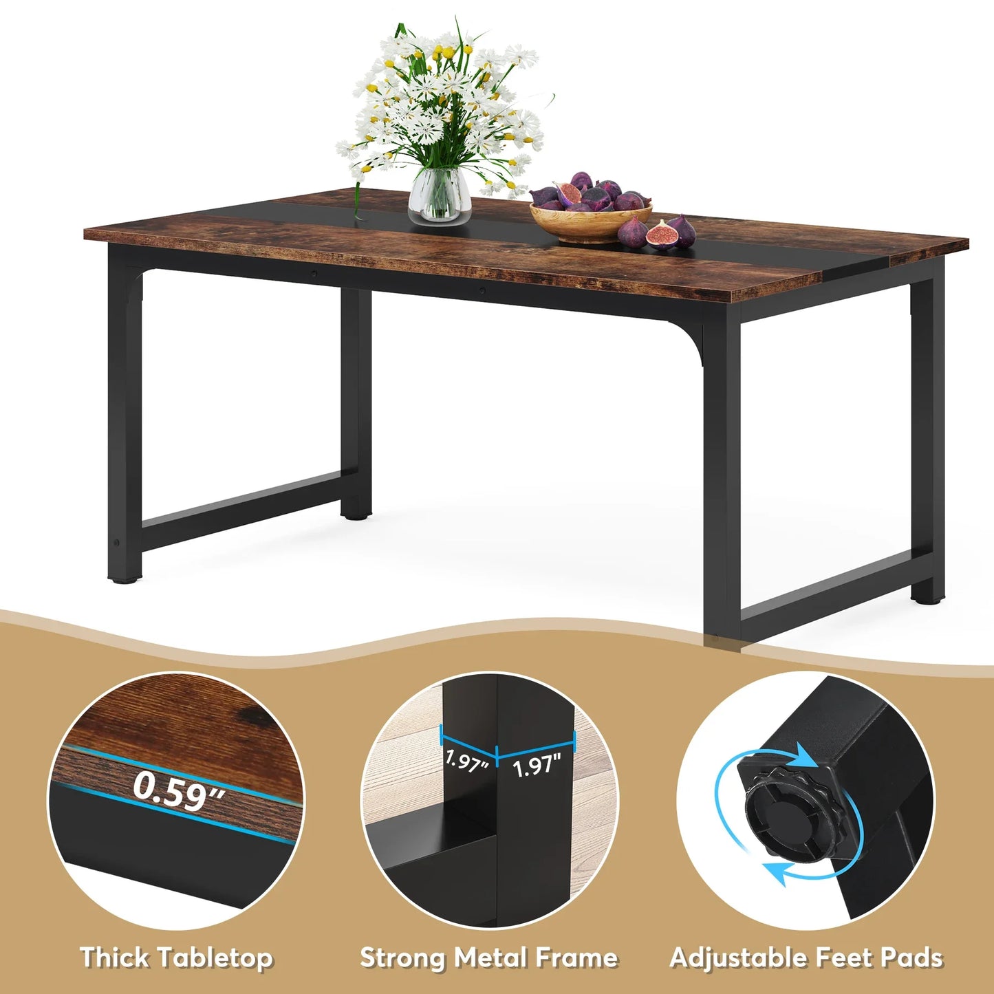 Tribesigns Industrial Dining Table For Six To Eight People