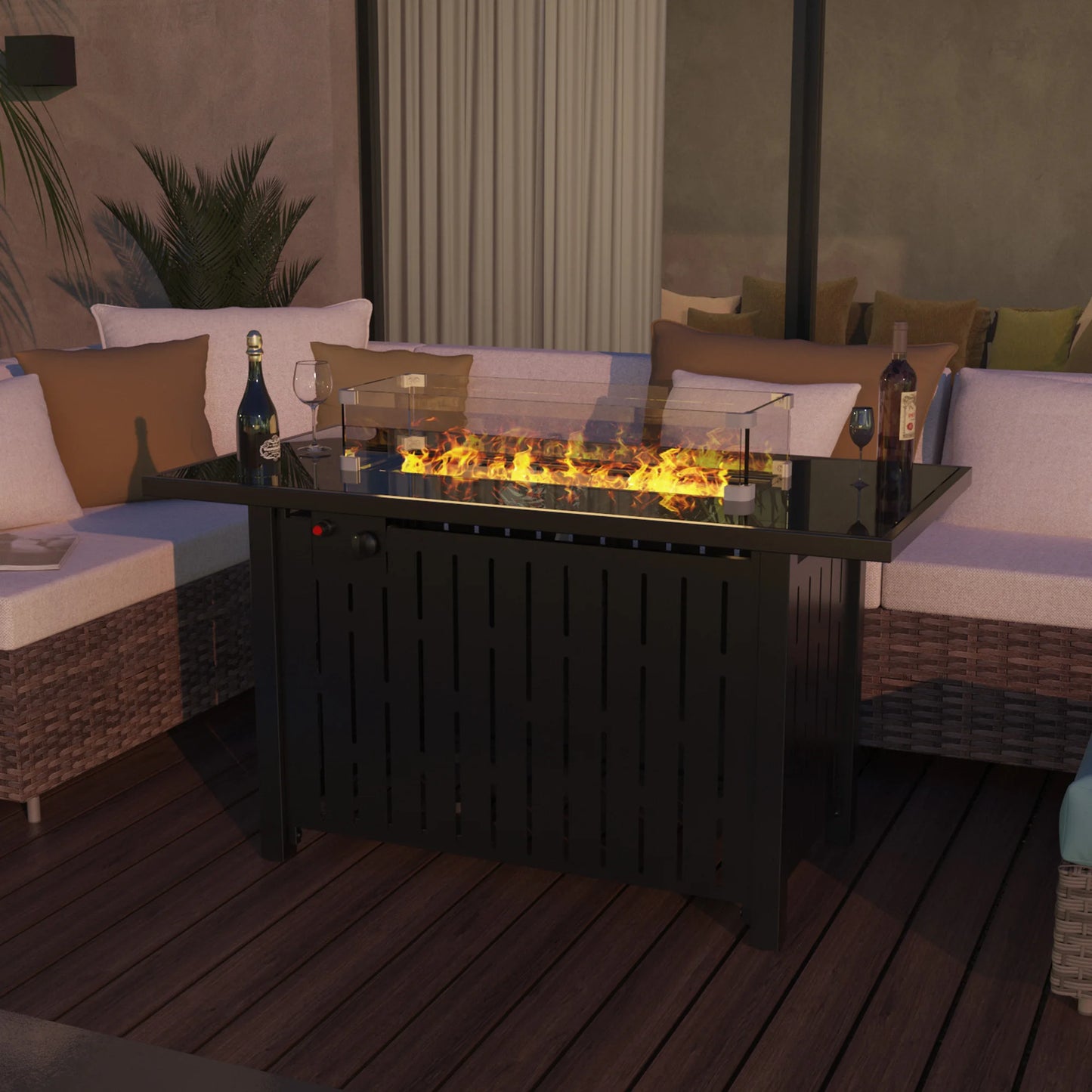 Naga Bahna Gas Fire Pit Table 50000 BTU Outdoor Centerpiece