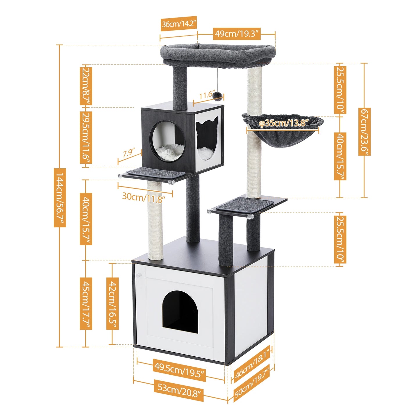 PAWZ Road Multi Level Cat Tree Indoor Wood Cat Tower
