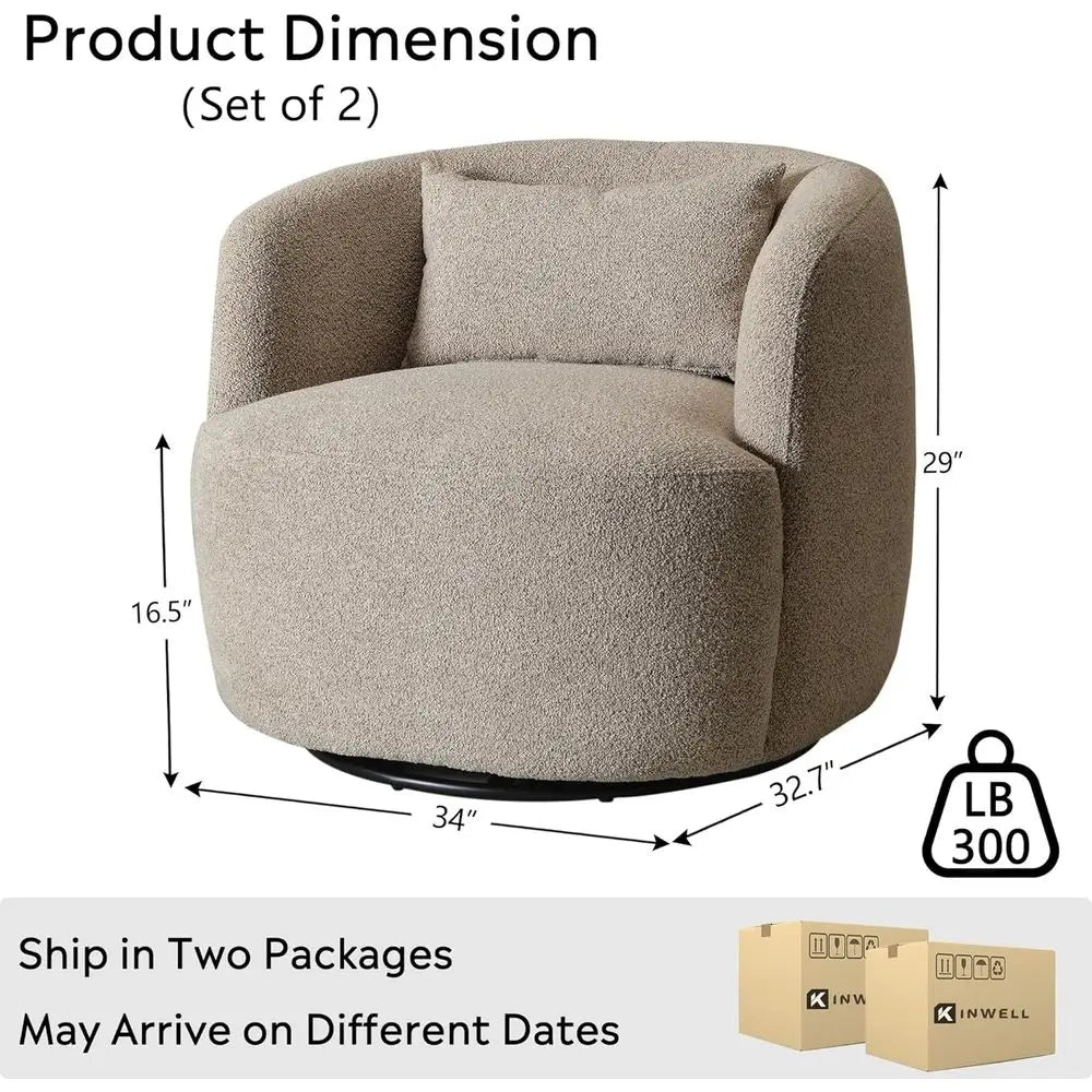 Pair of Swivel Barrel Chairs With Cushions