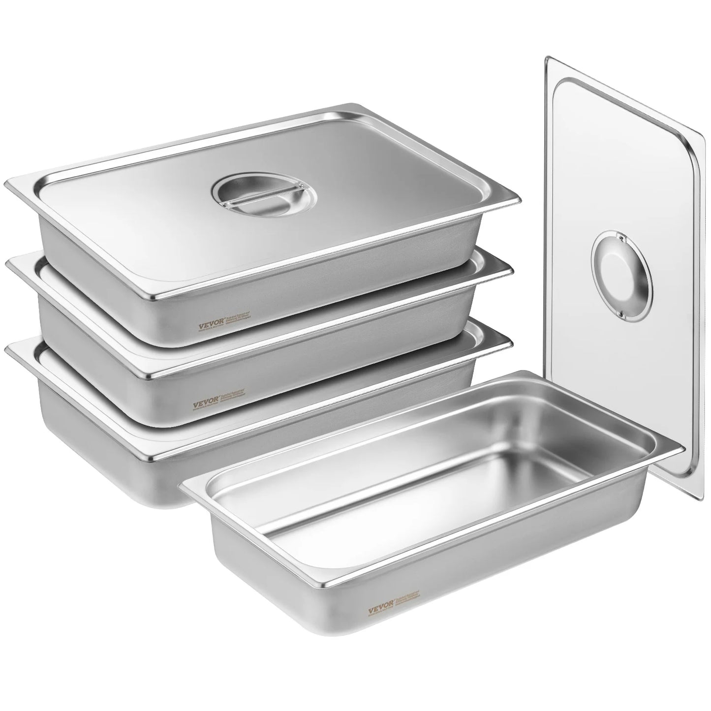 SucceBuy 4 Pack Stainless Steel Steam Table Pans With Lids