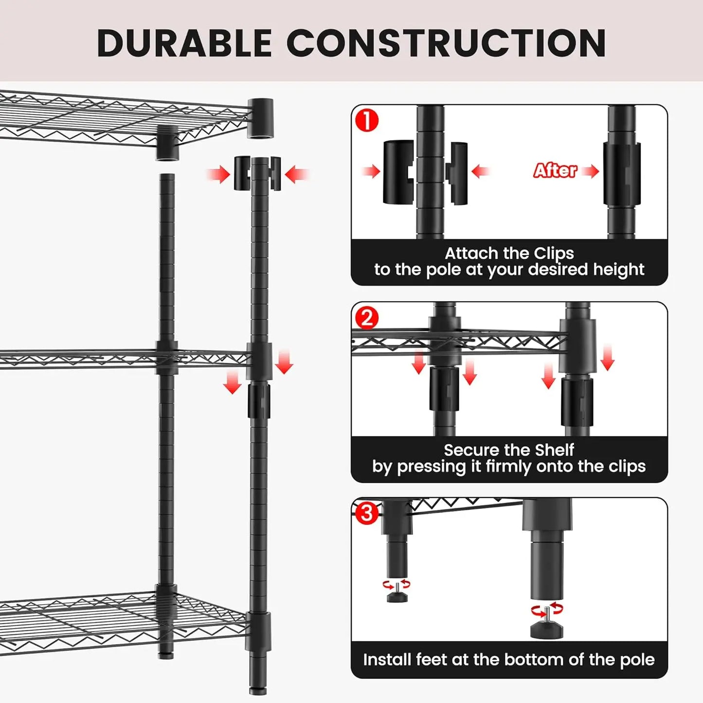 Five-Tier Heavy Duty Metal Shelving Unit 2000 Pounds Capacity