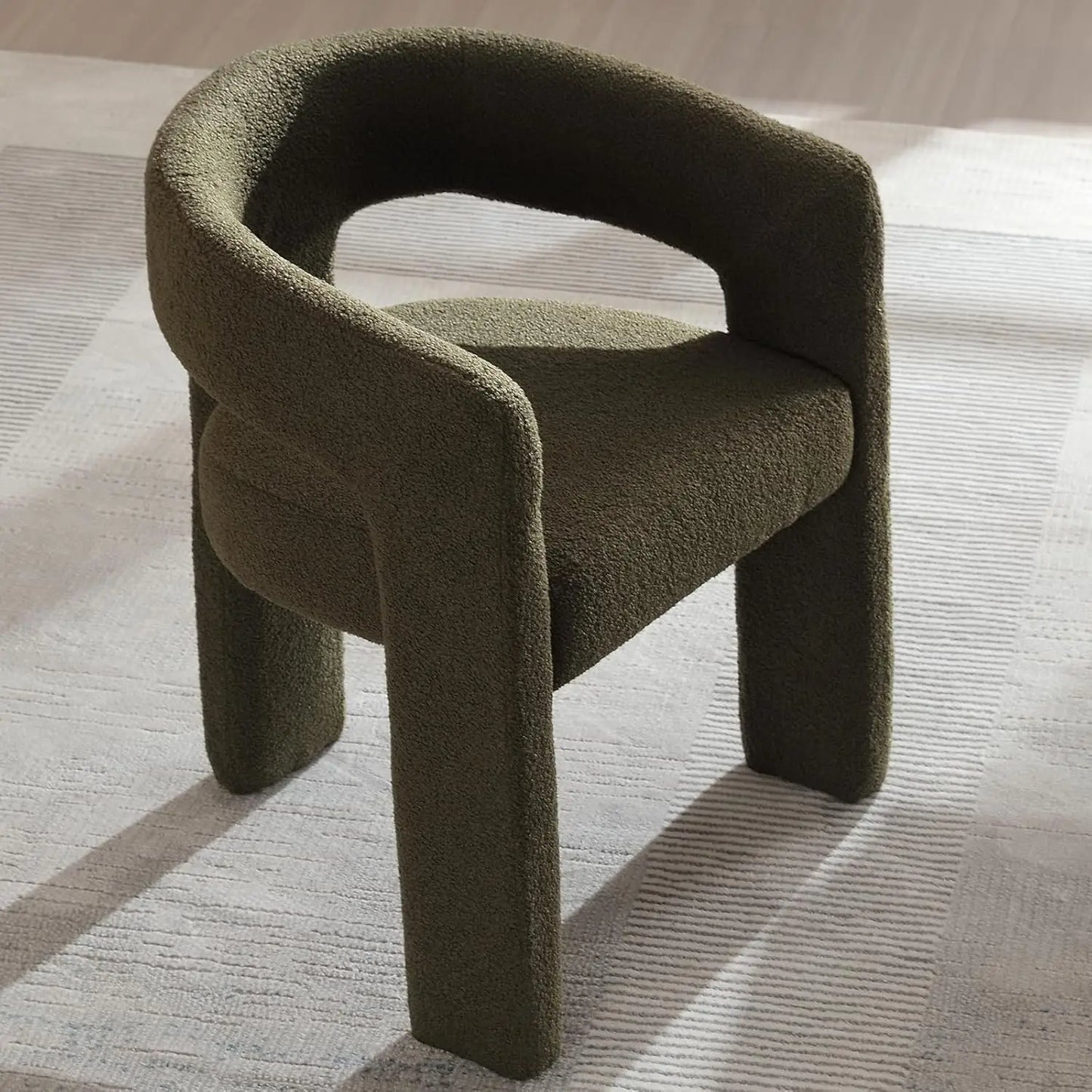 Barrel Dining Chair Upholstered Faux Leather Armchair For Living Room