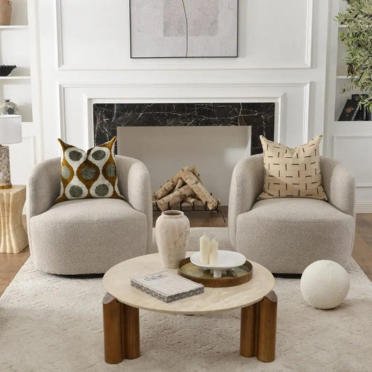 Pair of Swivel Barrel Chairs With Cushions
