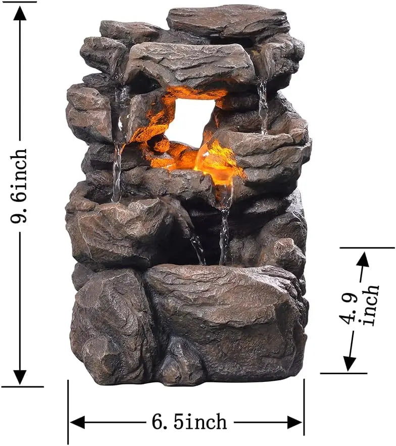 Indoor Tabletop Water Fountain Rockery Waterfall Quiet Relaxing Sound