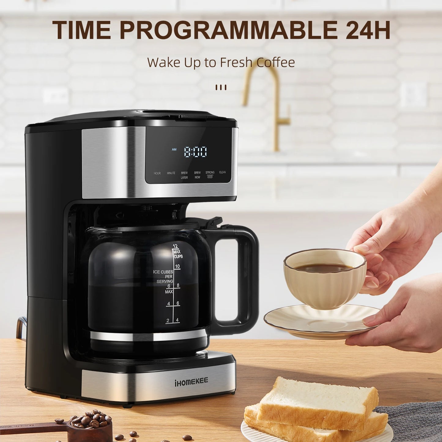 Yabano Programmable Drip Coffee Maker With Iced Coffee Function