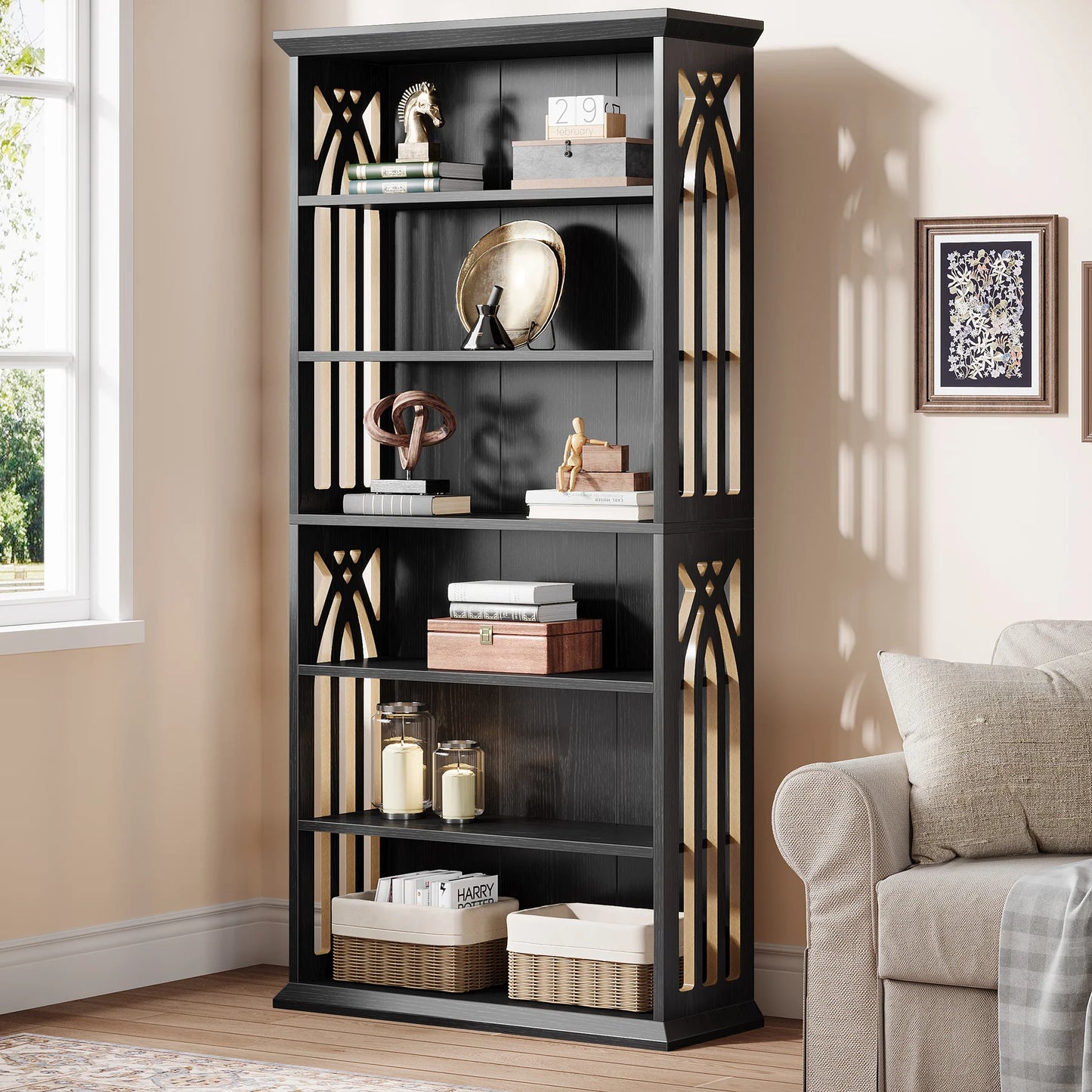 Tribesigns 6 Tier Bookshelf Freestanding Wood Bookcase