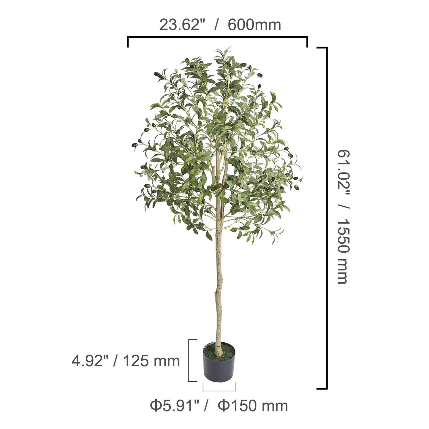 SucceBuy Artificial Olive Tree Tall Faux Plant Anti Tip Tilt Protection