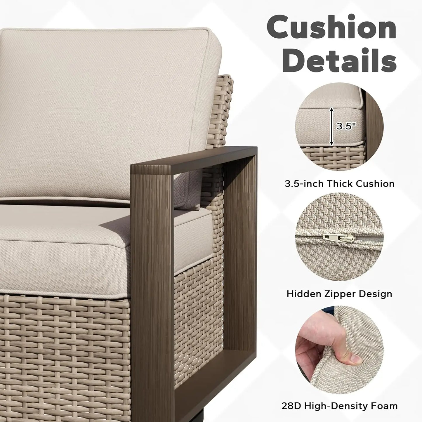 Outdoor Patio Swivel Rocker Chairs Set Metal Frame Wicker Rattan