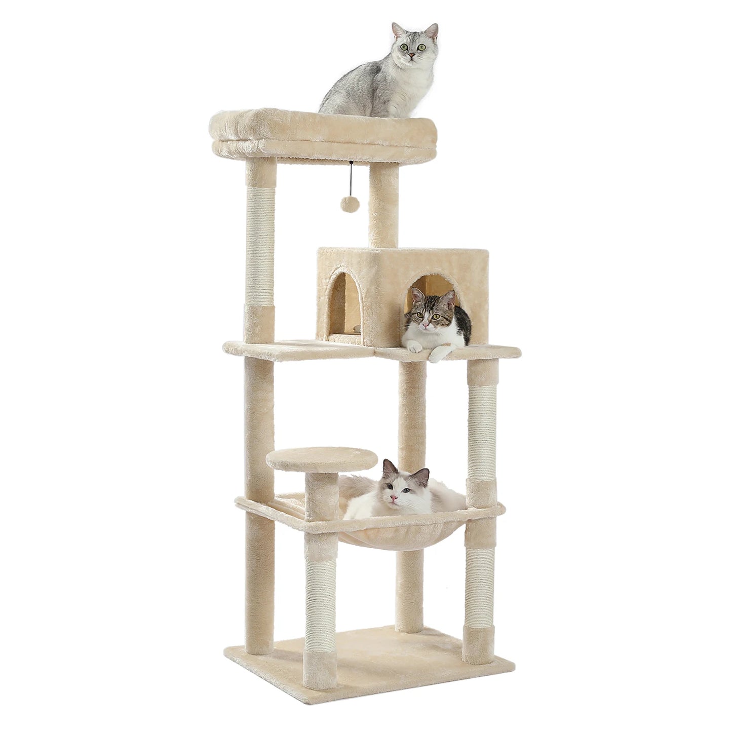 PEQULTICN Multi Level Cat Tree With Scratching Posts And Cozy Hammock