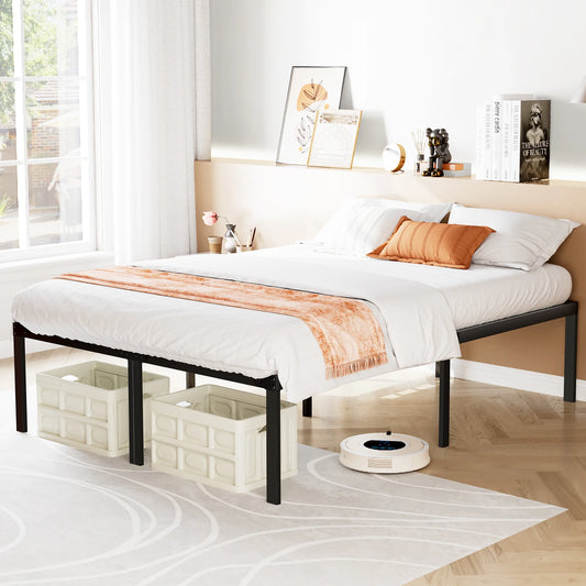 JHK Metal Platform Bed Frame with Storage and Slat Support