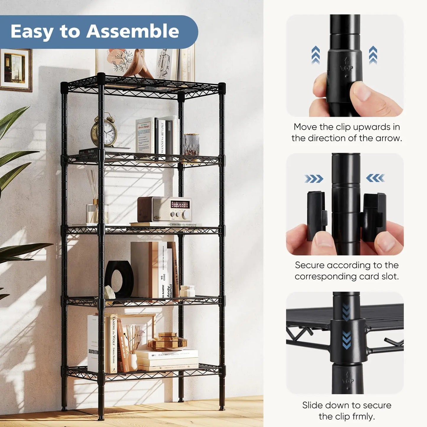 JHK 3-5 Tier Metal Wire Storage Shelves Heavy Duty Organizer