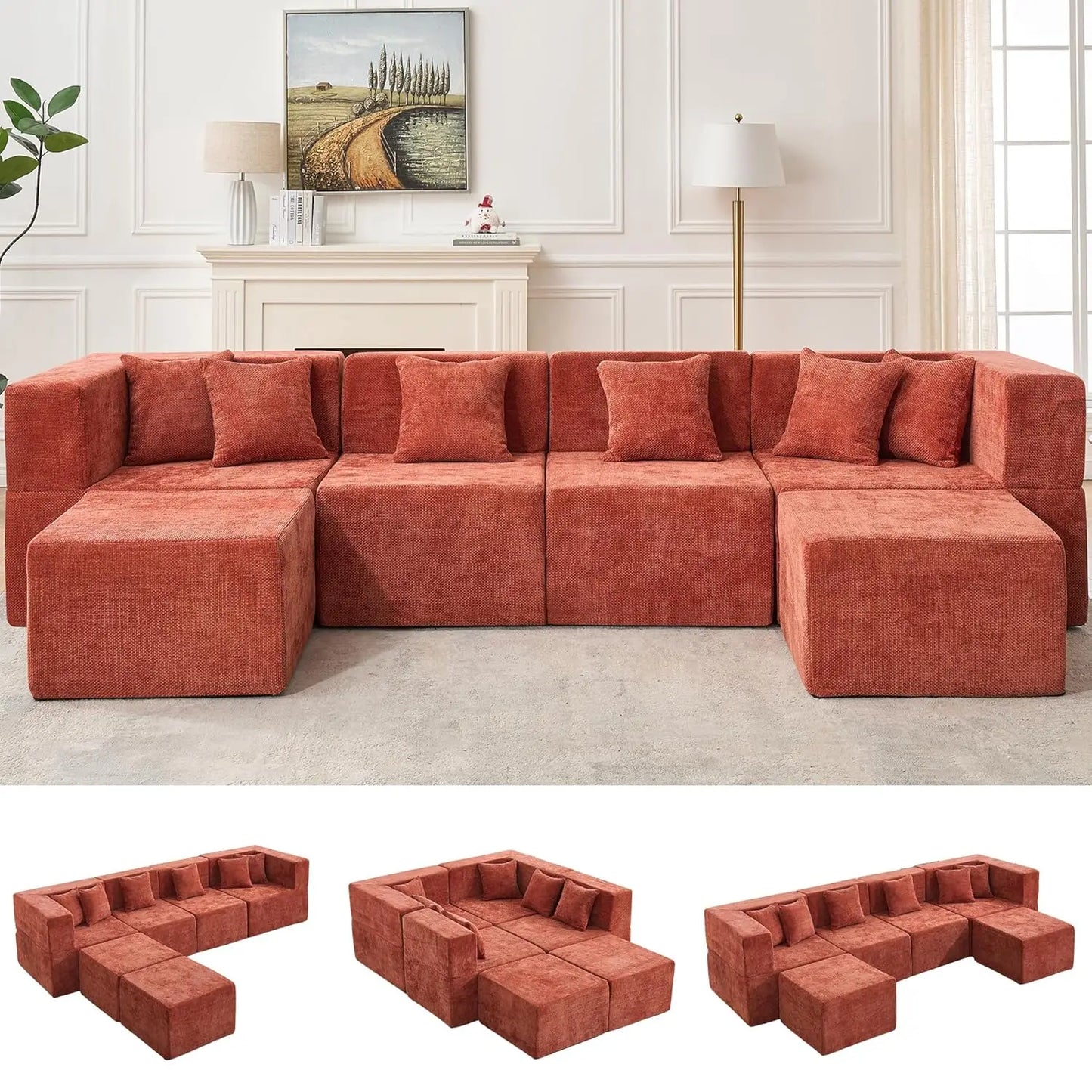 Modular L Shaped Sectional Sofa Set With Ottoman Modern Morocco