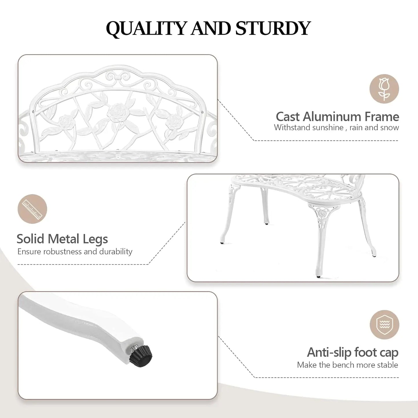 Antique Style Cast Iron Rose Bench For Outdoor Patio