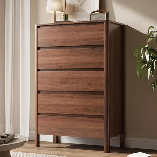 Space Saving Tall Wooden Storage Chest With Hidden Handles
