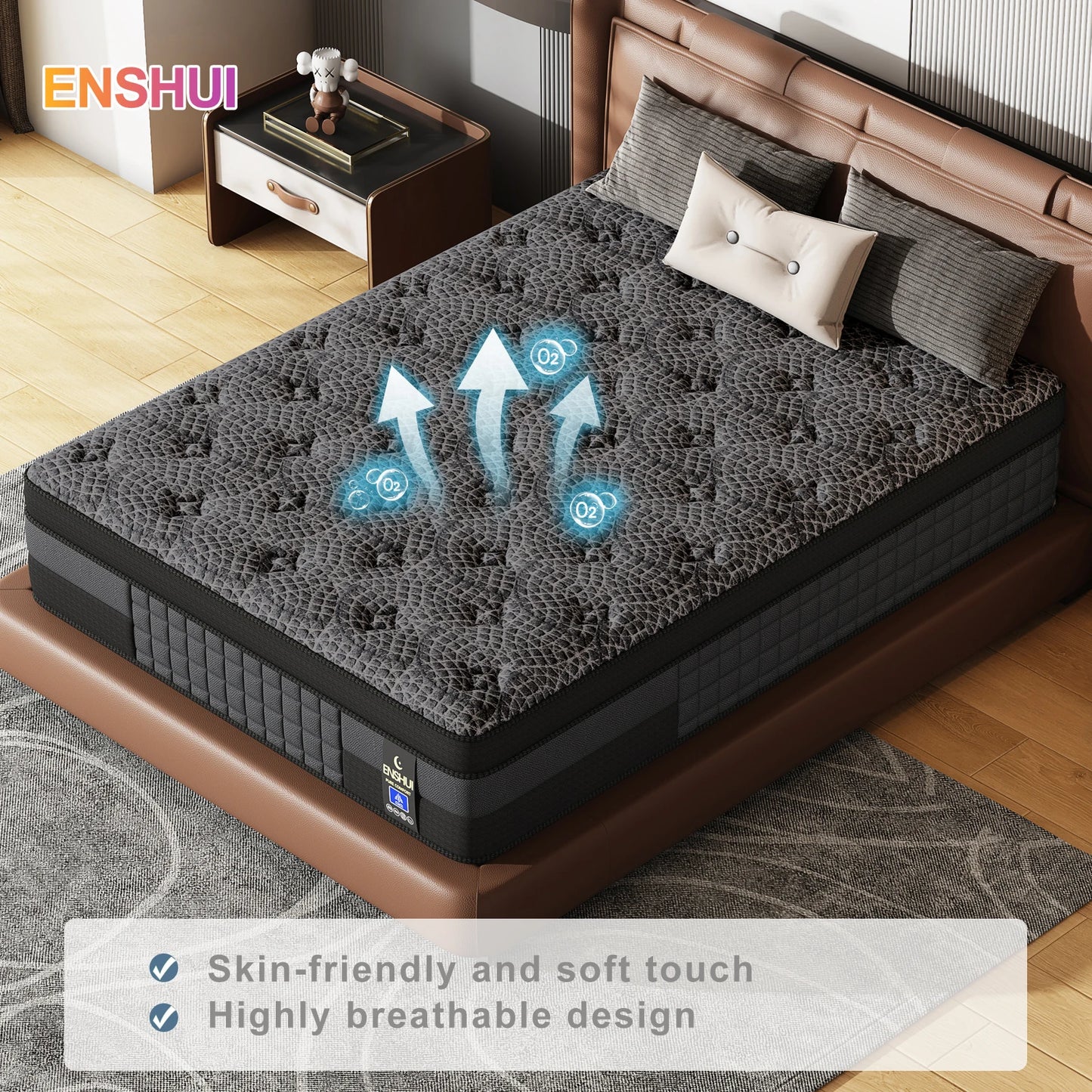 NONECN Gel Memory Foam Mattress Cooling for Back Pain Relief