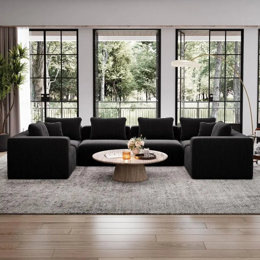 Sectional Sofa With Fabric Upholstery And Individually Wrapped Coil Support