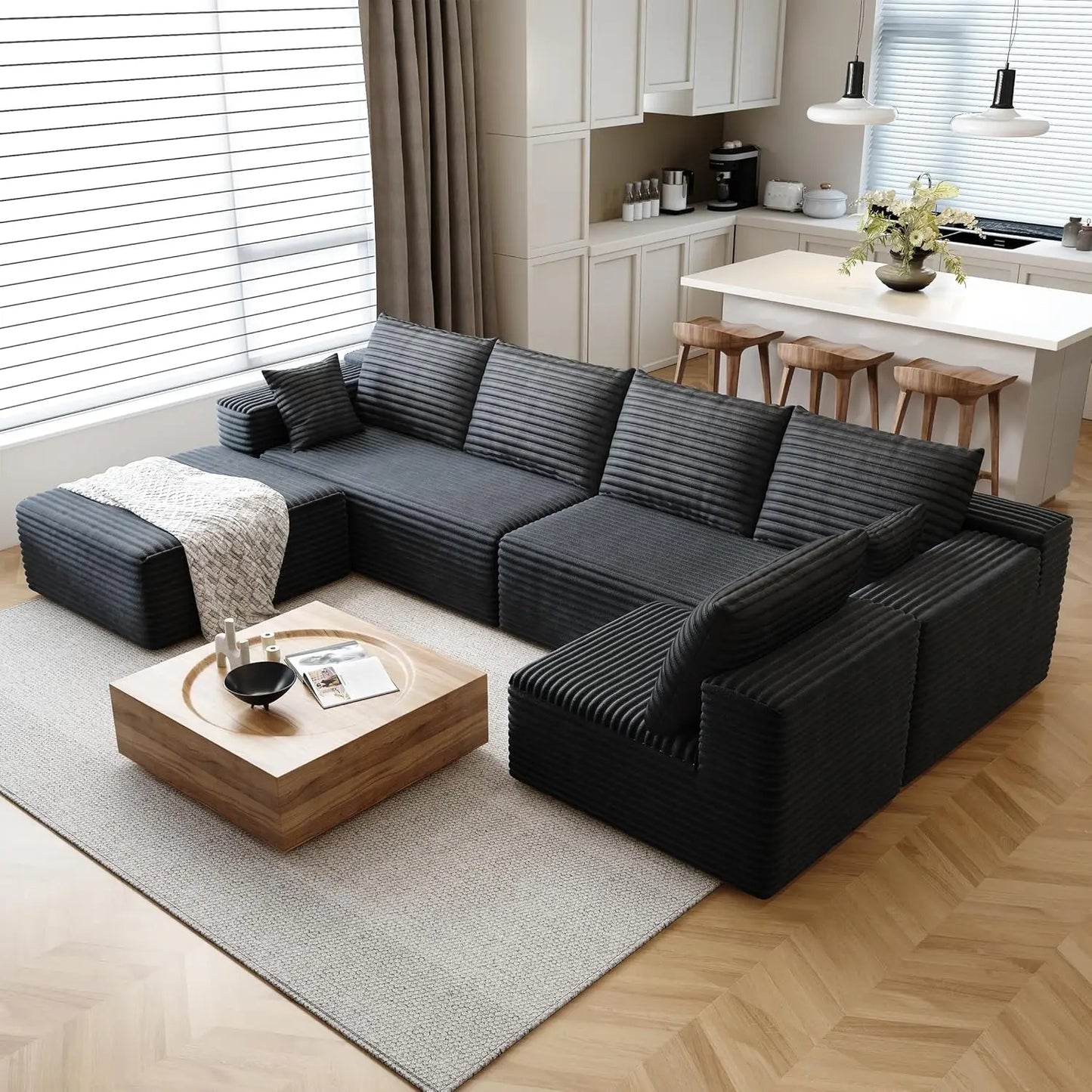 YQXHCN Cloud Style Modular Sectional Sofa With Corduroy Memory Foam
