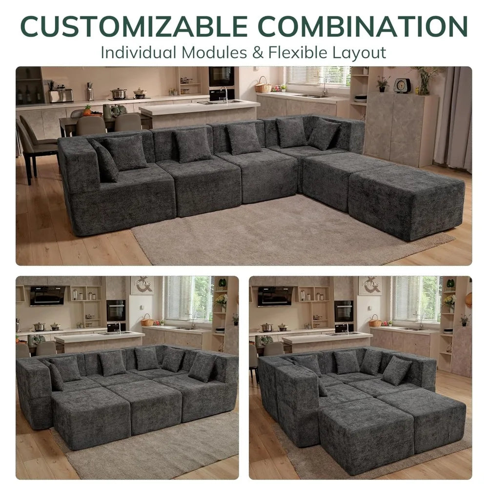 Modular L Shaped Sectional Sofa Set With Ottoman Modern Morocco