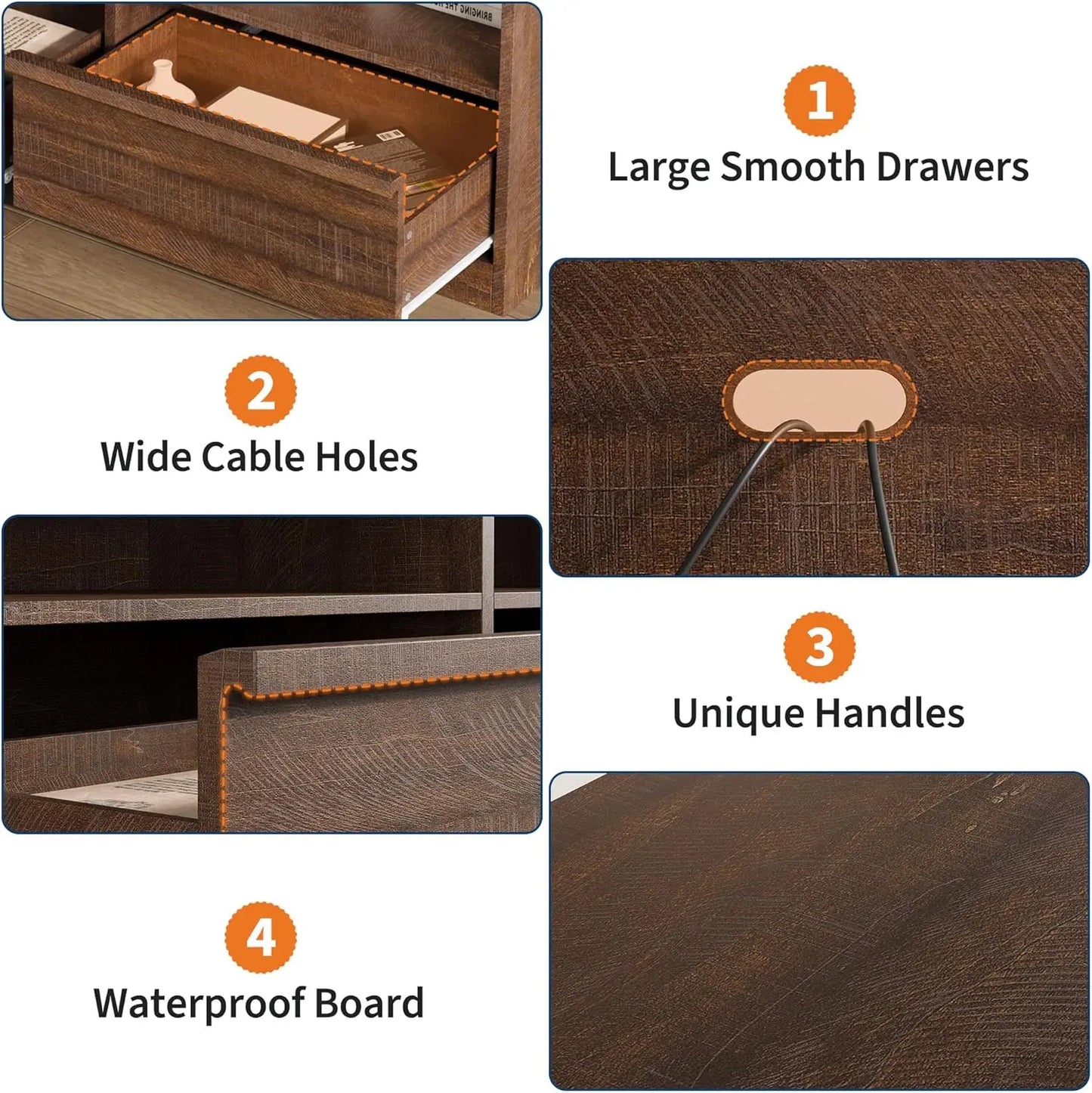 HiMISS Modern TV Stand With Storage 3 Drawers Open Shelves